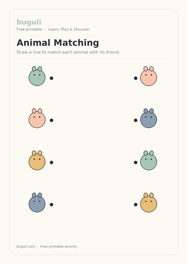 Preview of the Animal Matching printable worksheet for EVS