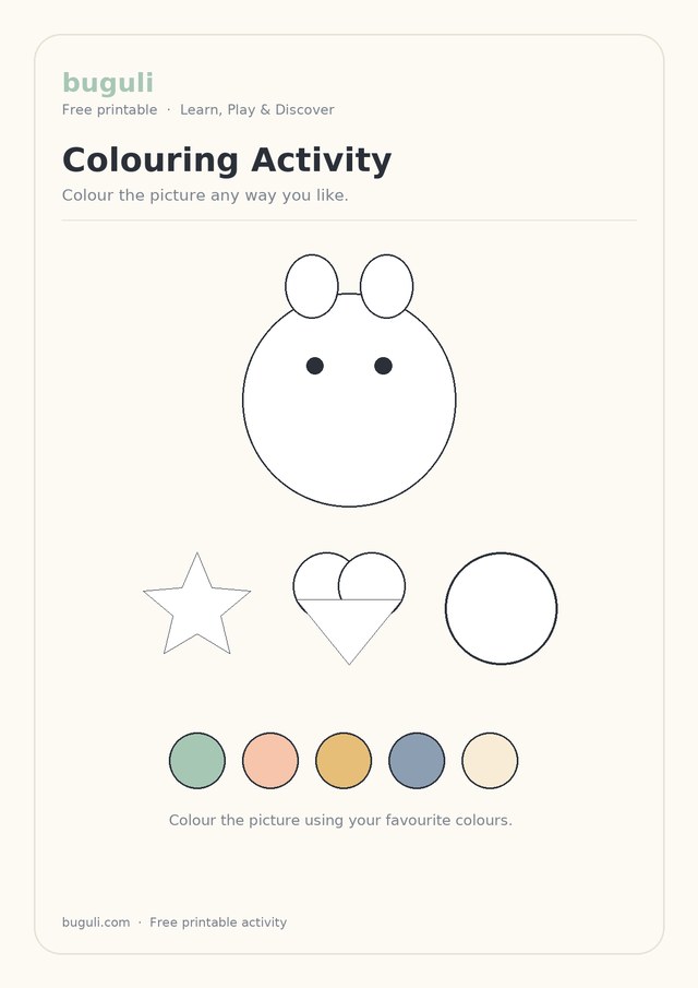 Preview of the Colouring Activity printable worksheet for Creative Activities