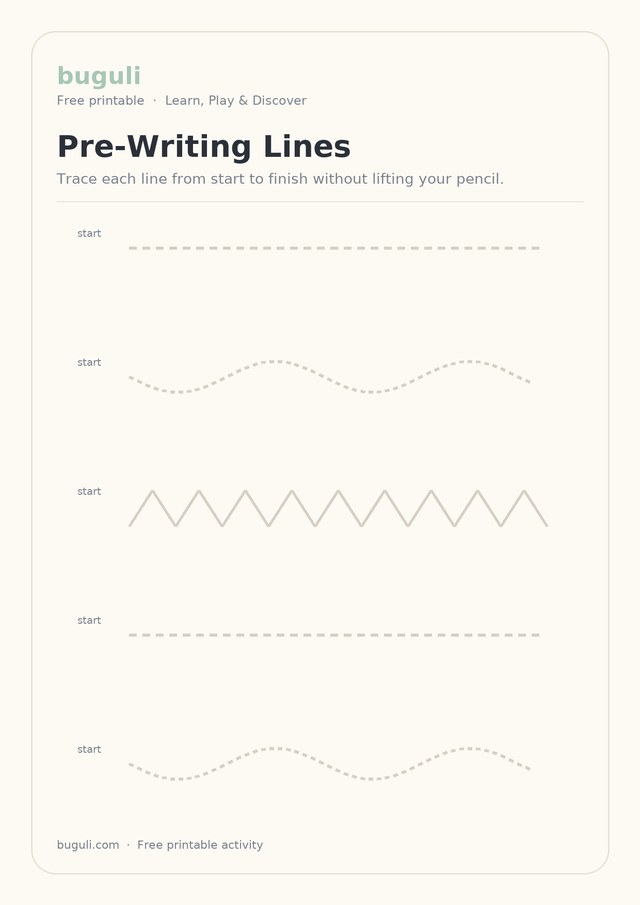 Preview of the Pre-Writing Lines printable worksheet for Pre-Writing