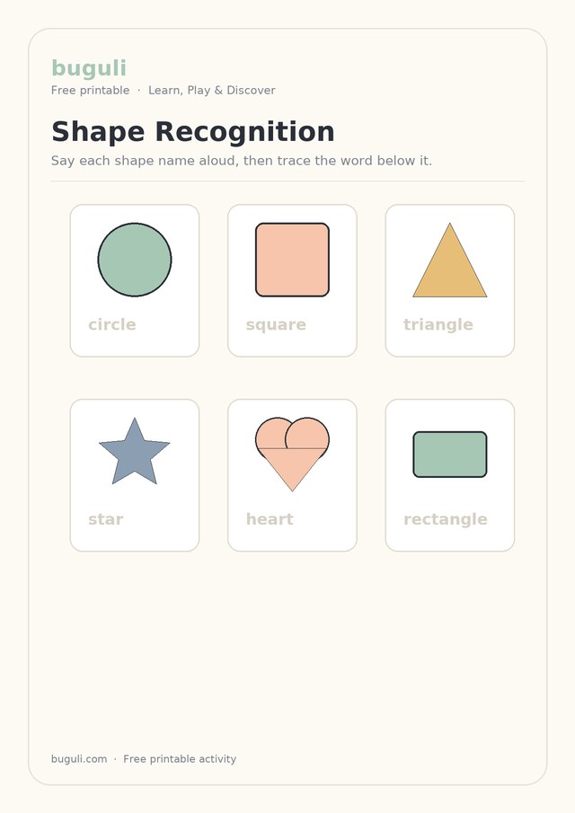 Preview of the Shape Recognition printable worksheet for Maths