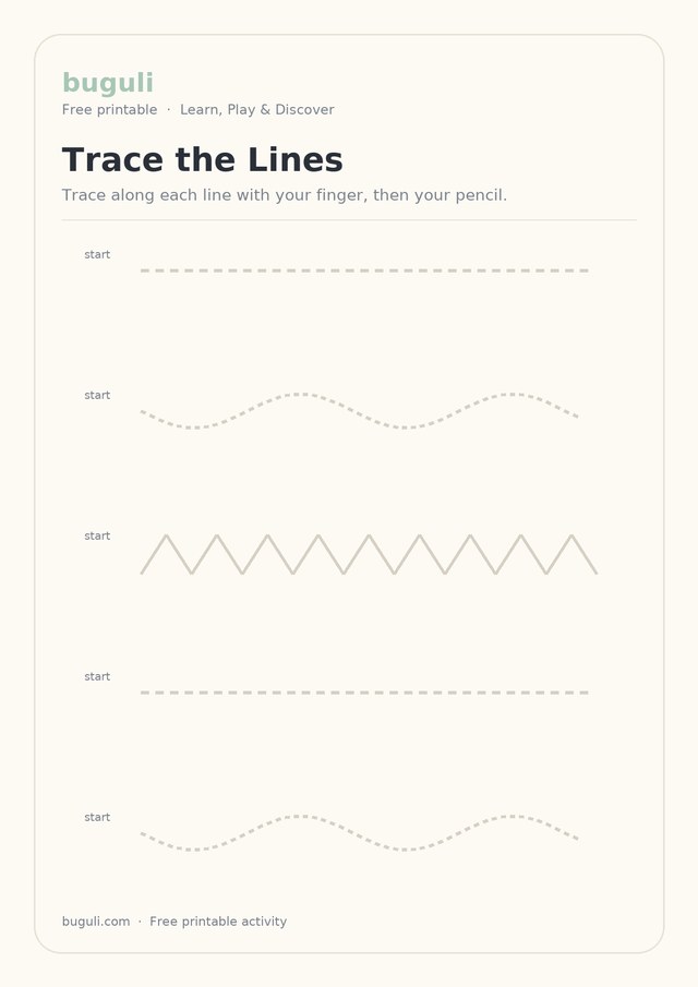 Preview of the Trace the Lines printable worksheet for Fine Motor